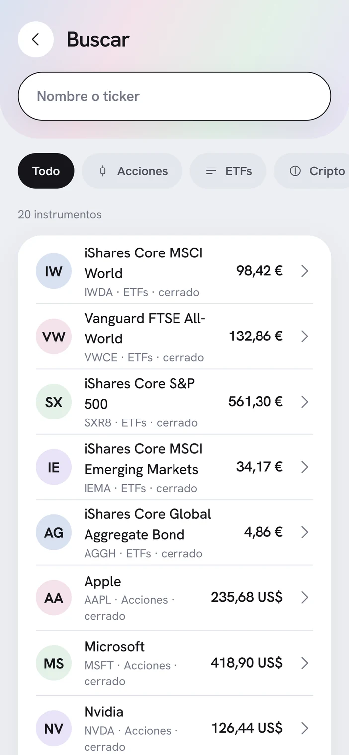 Argent — buscador de instrumentos de inversión