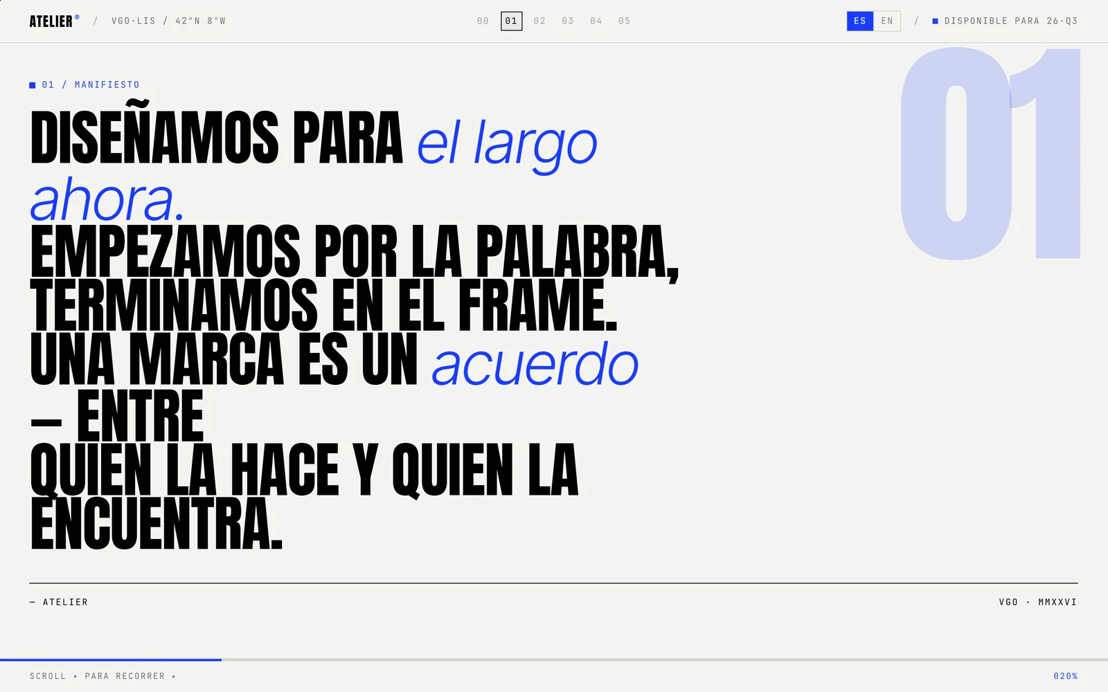 Atelier — panel de manifiesto en claro