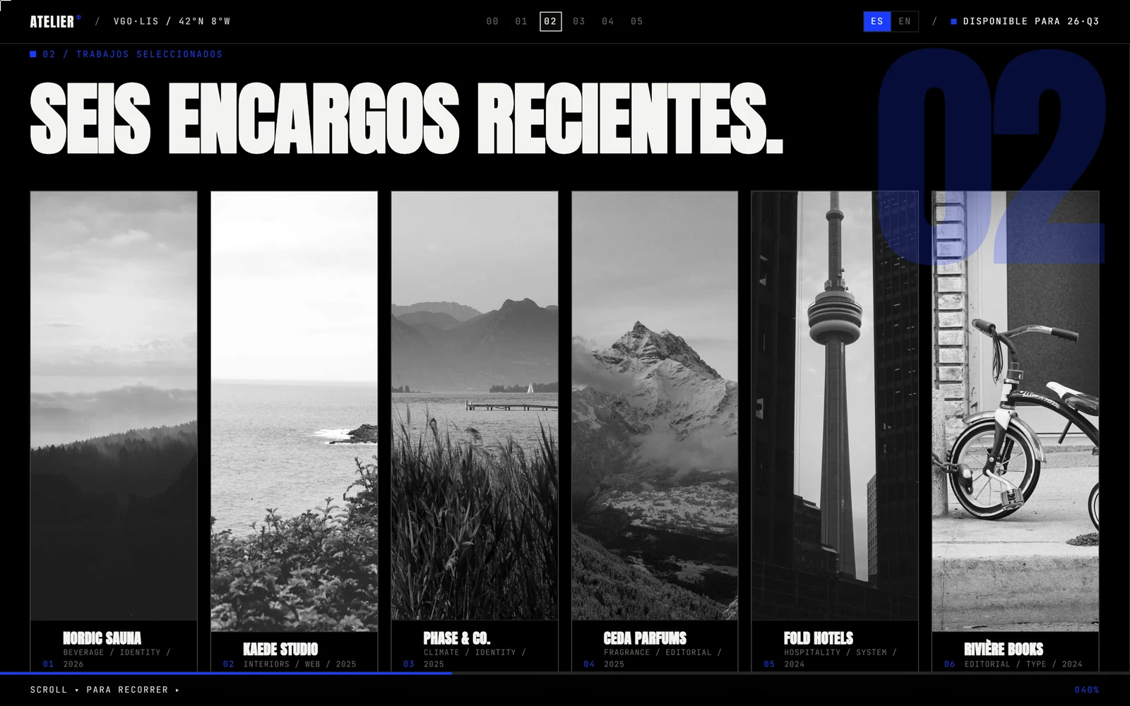 Atelier — galería horizontal de encargos